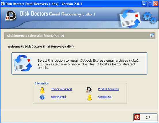 Disk Doctors Email Recovery (DBX) Screenshot